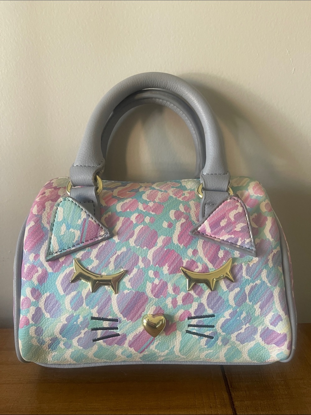 Betsey Johnson Colorful Kitty Cat Face Mini Handbag